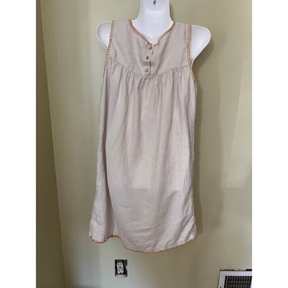 C&C California Embroidered Linen Shift Dress Small Beachy Boho Lagenlook - Picture 2 of 7